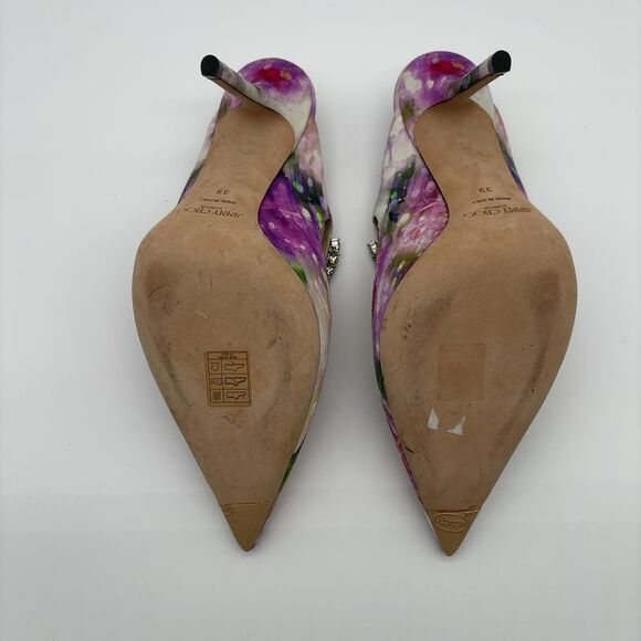 Jimmy Choo Satin Floral Bing Crystal Heels - Picture 6 of 7